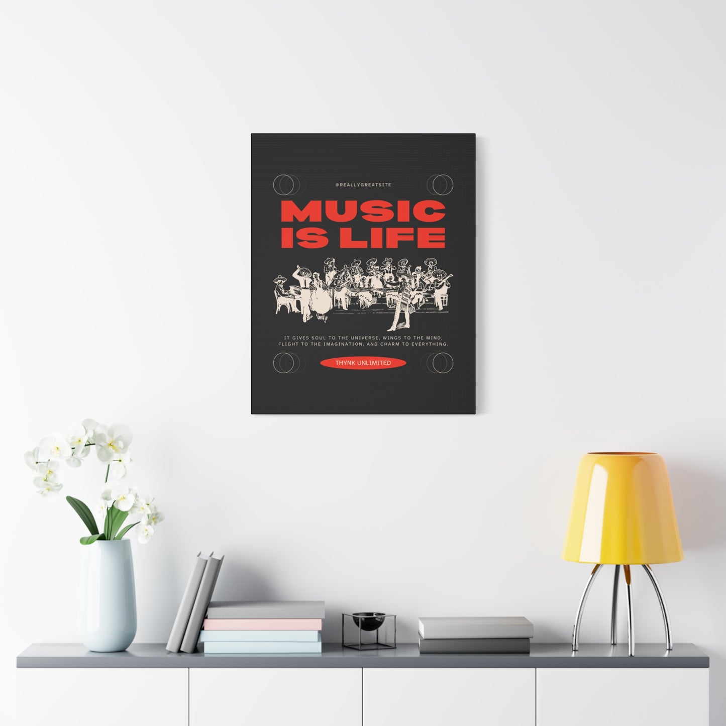 Canvas Wall Art, Music is Life Print, Inspiring Decor for Musicians