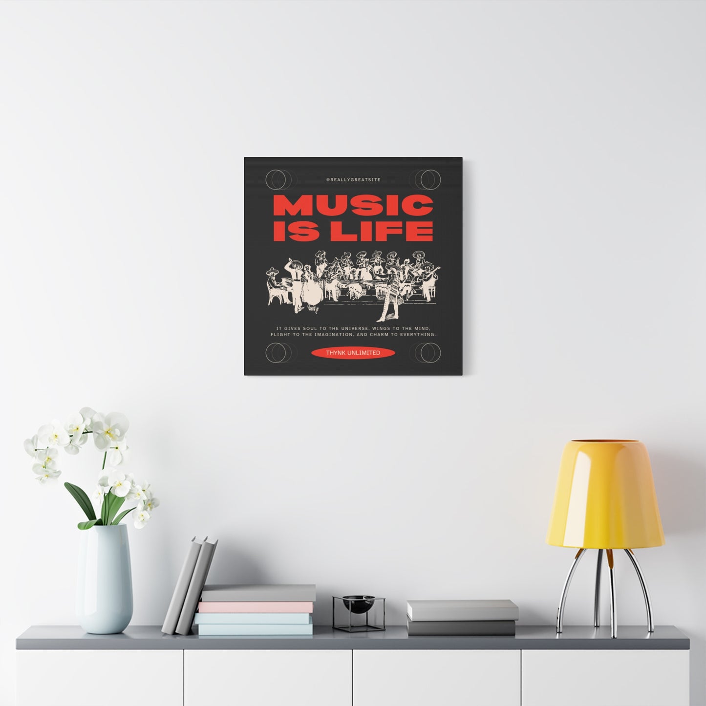 Canvas Wall Art, Music is Life Print, Inspiring Decor for Musicians
