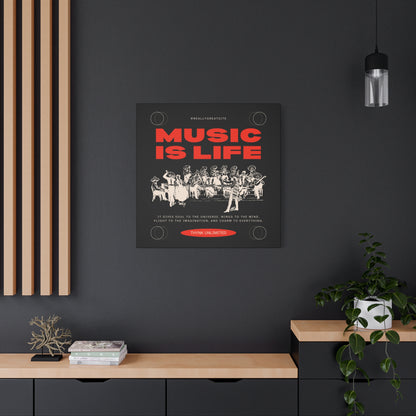 Canvas Wall Art, Music is Life Print, Inspiring Decor for Musicians