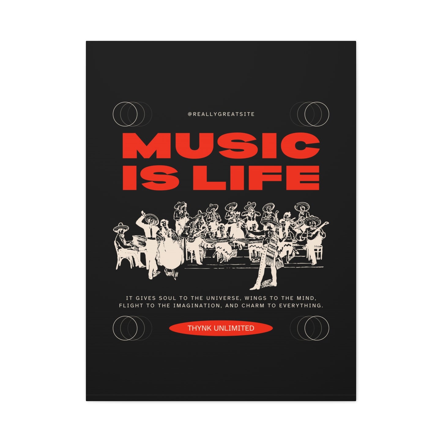 Canvas Wall Art, Music is Life Print, Inspiring Decor for Musicians