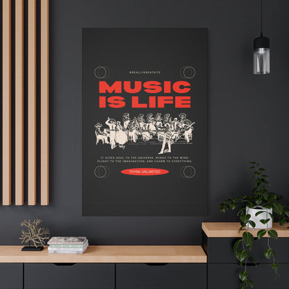 Canvas Wall Art, Music is Life Print, Inspiring Decor for Musicians