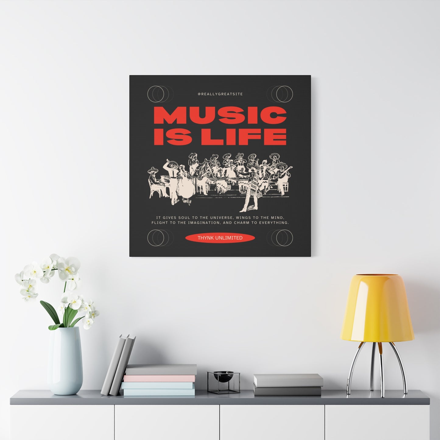 Canvas Wall Art, Music is Life Print, Inspiring Decor for Musicians