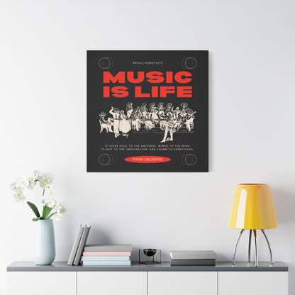 Canvas Wall Art, Music is Life Print, Inspiring Decor for Musicians