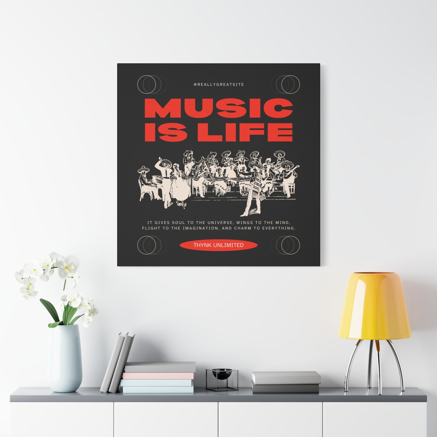 Canvas Wall Art, Music is Life Print, Inspiring Decor for Musicians