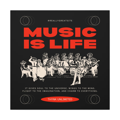 Canvas Wall Art, Music is Life Print, Inspiring Decor for Musicians