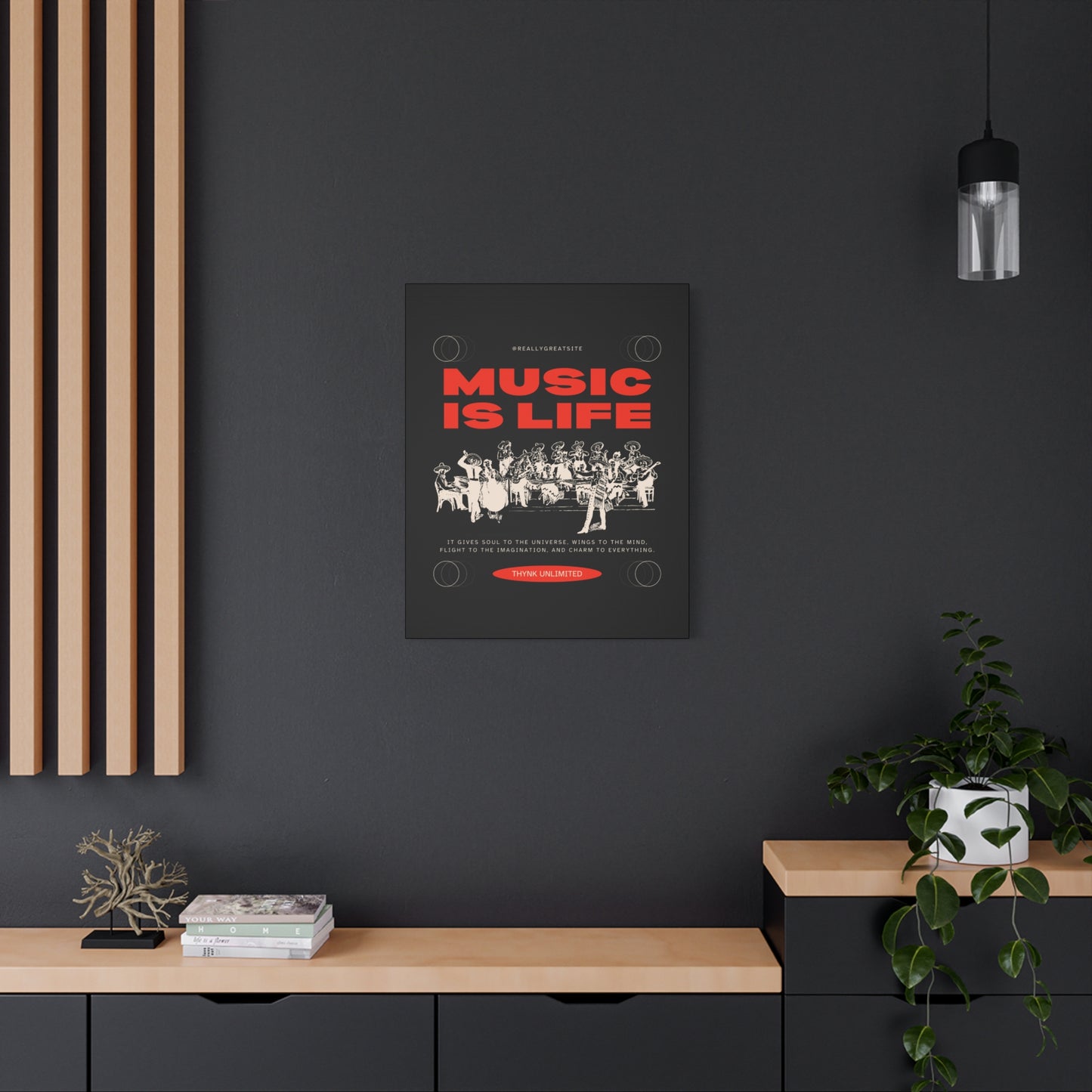 Canvas Wall Art, Music is Life Print, Inspiring Decor for Musicians
