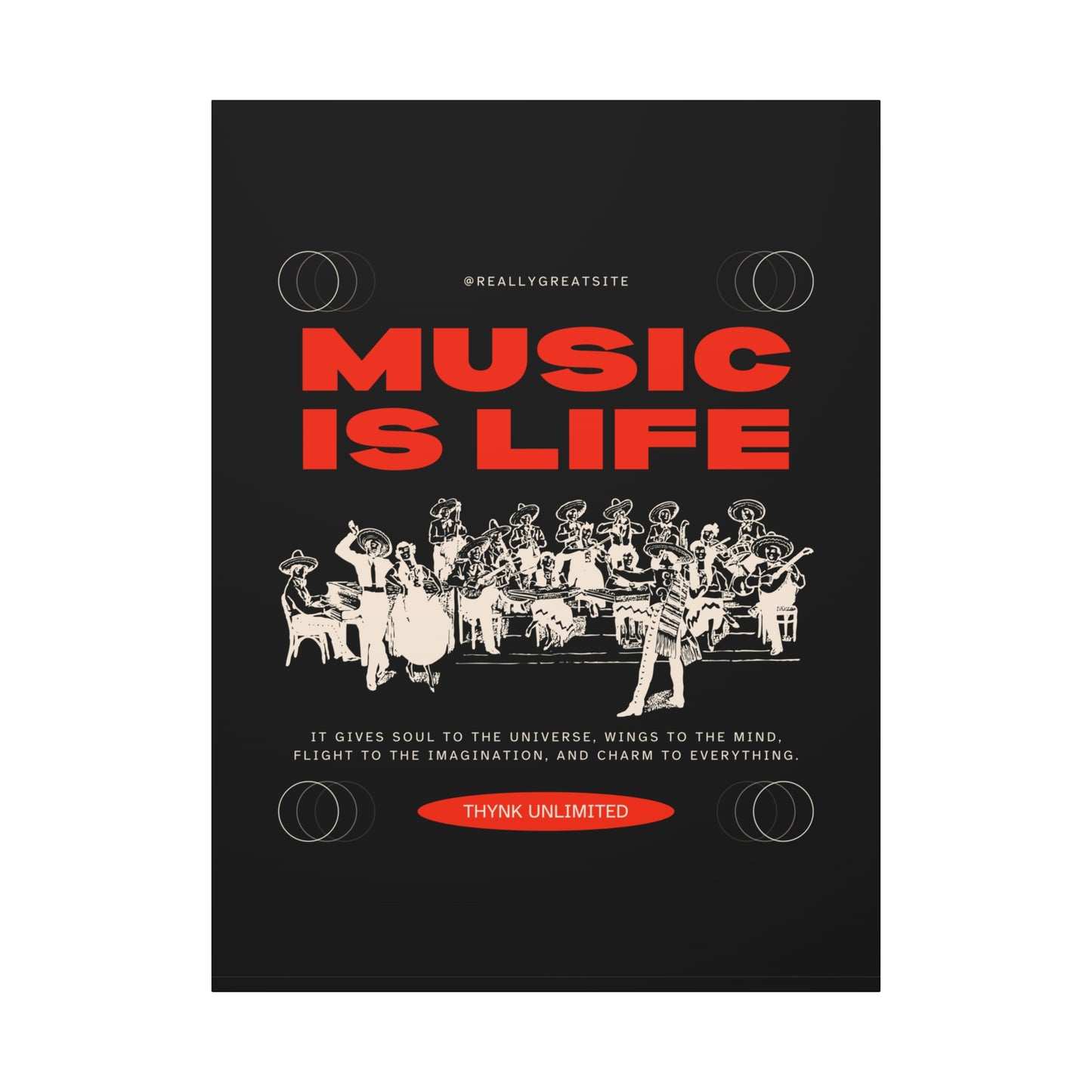 Canvas Wall Art, Music is Life Print, Inspiring Decor for Musicians