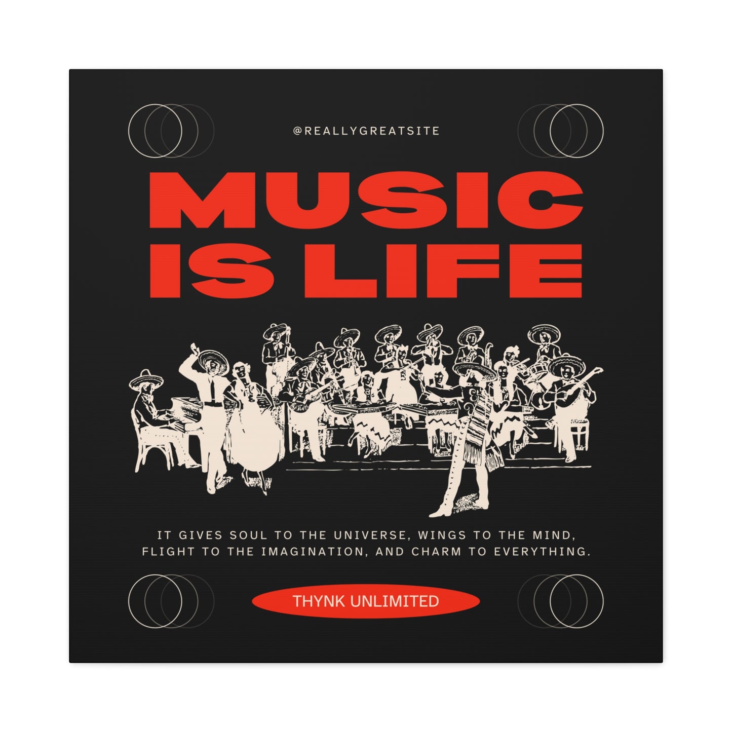Canvas Wall Art, Music is Life Print, Inspiring Decor for Musicians