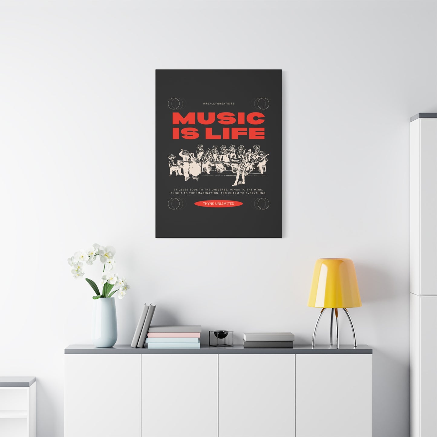 Canvas Wall Art, Music is Life Print, Inspiring Decor for Musicians