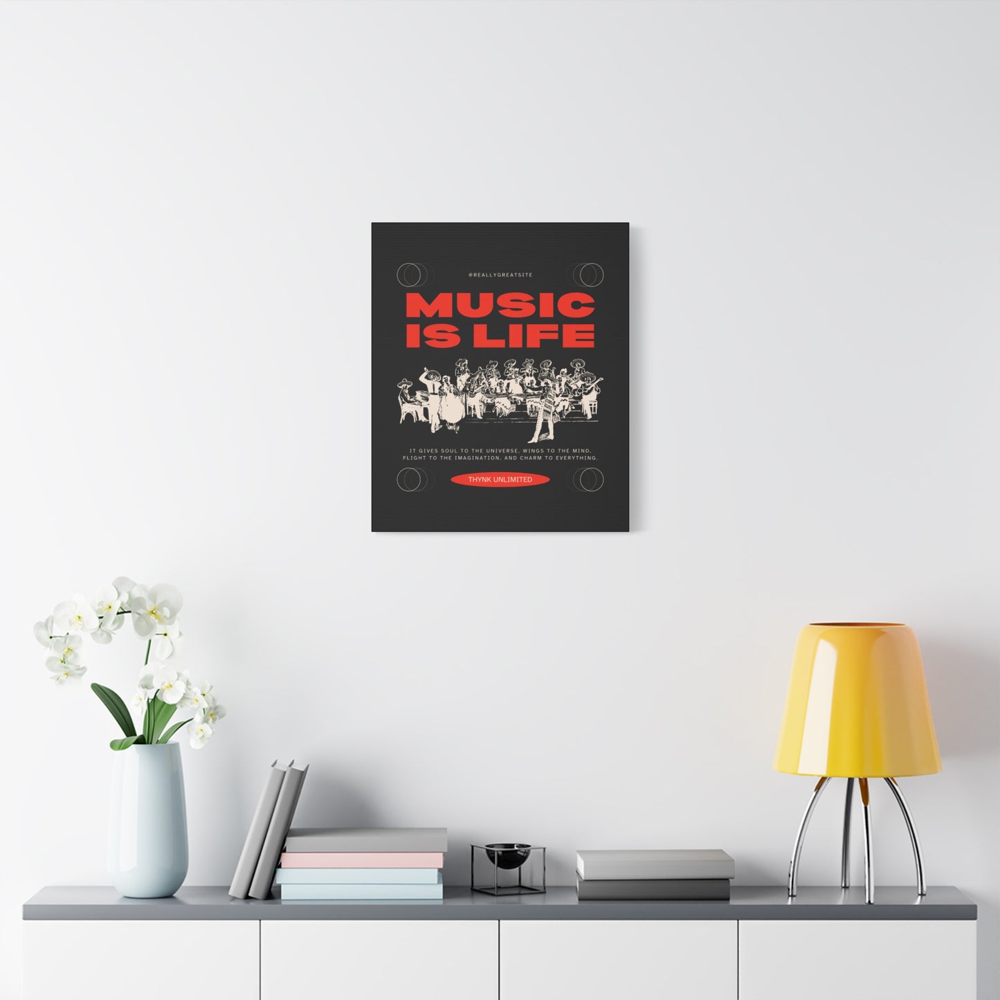 Canvas Wall Art, Music is Life Print, Inspiring Decor for Musicians