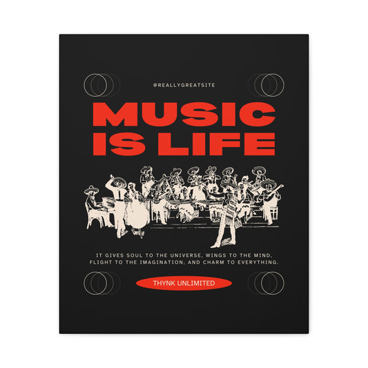 Canvas Wall Art, Music is Life Print, Inspiring Decor for Musicians
