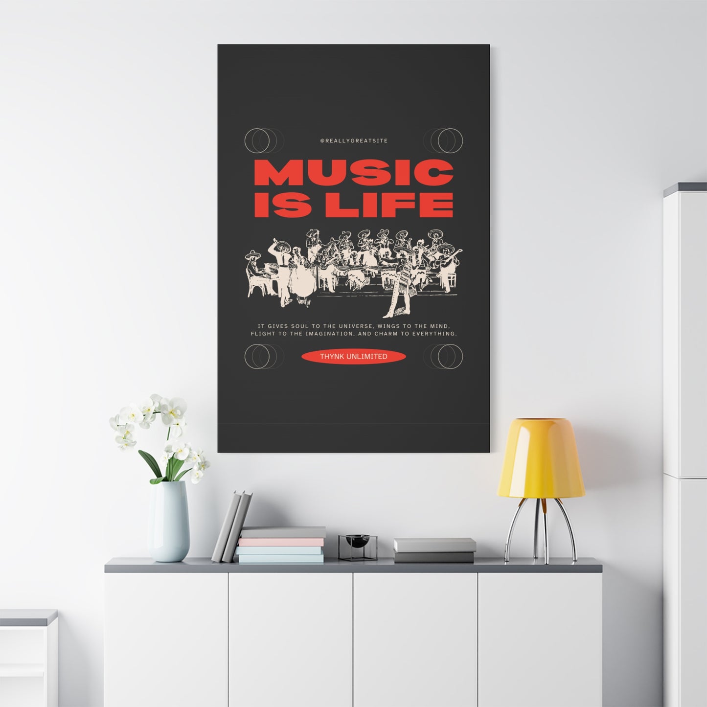 Canvas Wall Art, Music is Life Print, Inspiring Decor for Musicians