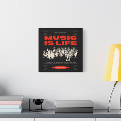 Canvas Wall Art, Music is Life Print, Inspiring Decor for Musicians