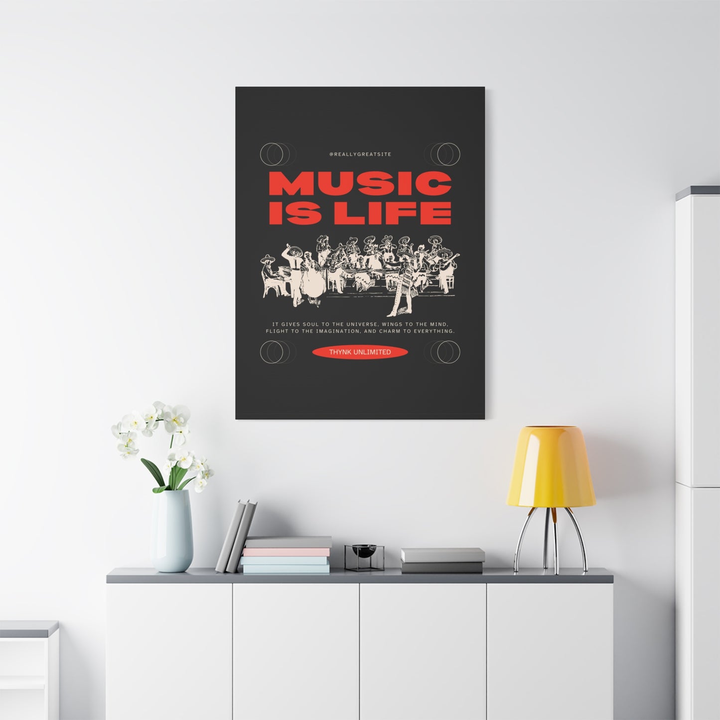 Canvas Wall Art, Music is Life Print, Inspiring Decor for Musicians
