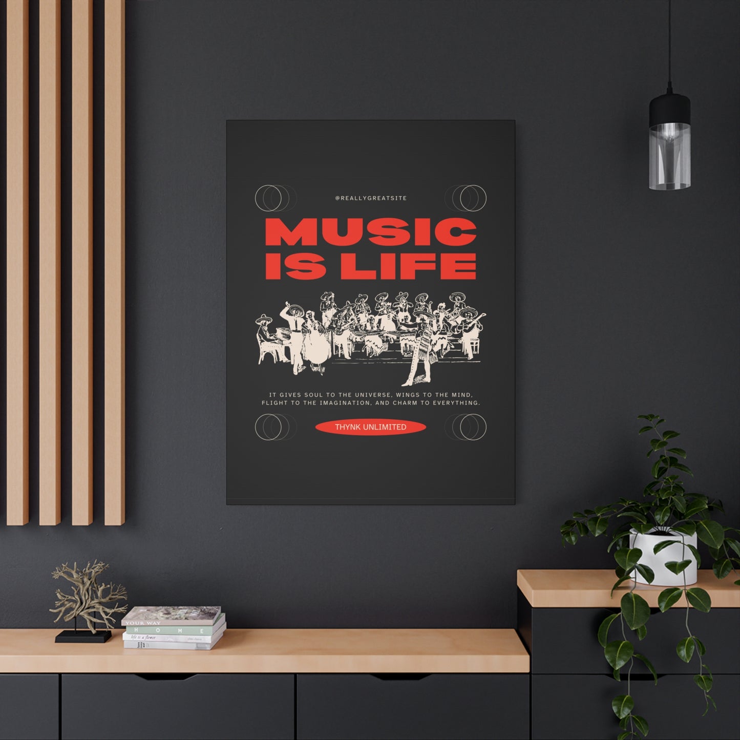 Canvas Wall Art, Music is Life Print, Inspiring Decor for Musicians