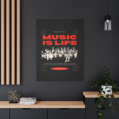 Canvas Wall Art, Music is Life Print, Inspiring Decor for Musicians