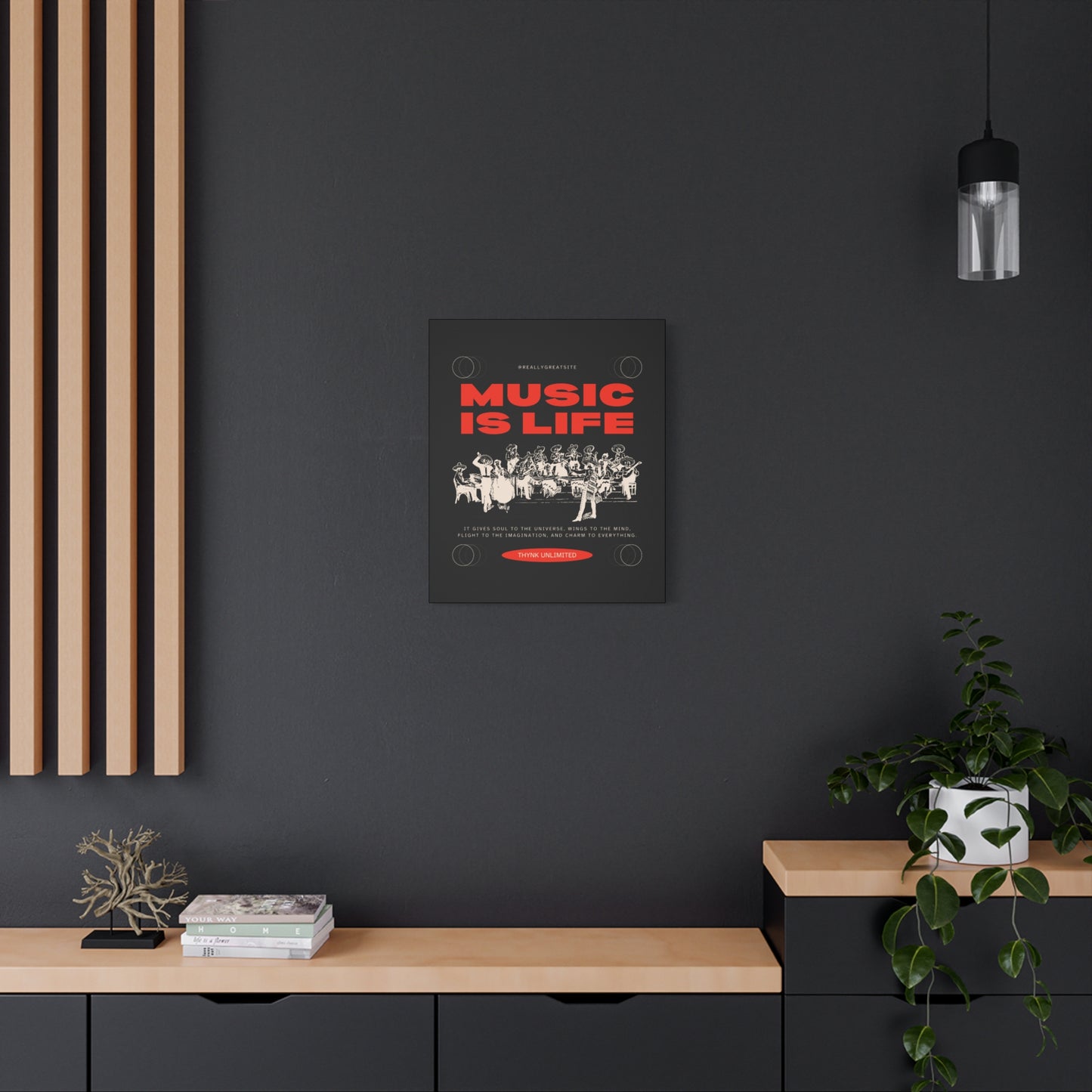 Canvas Wall Art, Music is Life Print, Inspiring Decor for Musicians